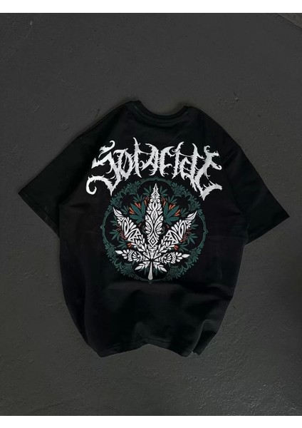 Bisiklet Yaka Baskılı Oversize T-Shirt - Siyah fiyatları