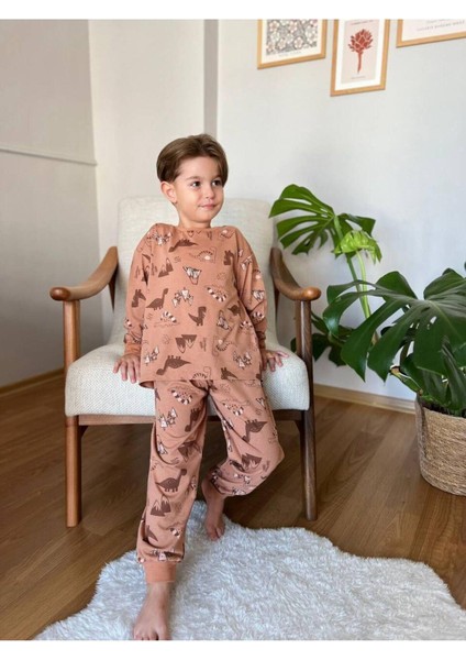 Erkek Çocuk Dinozor Detaylı Pijama Takımı