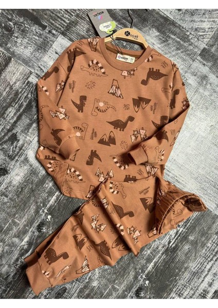 Erkek Çocuk Dinozor Detaylı Pijama Takımı