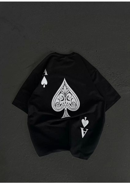 Bisiklet Yaka Baskılı Oversize T-Shirt - Siyah fiyatları