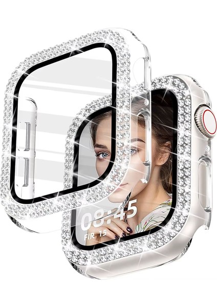 Apple Watch Se / Se 2 40MM ile Uyumlu Elmas Taşlı Ekran Koruyuculu Kılıf Şeffaf - FC1010