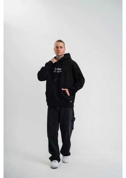 Üç Iplik Kapşonlu Dijital Patchli Sweatshirt - Siyah fiyatları