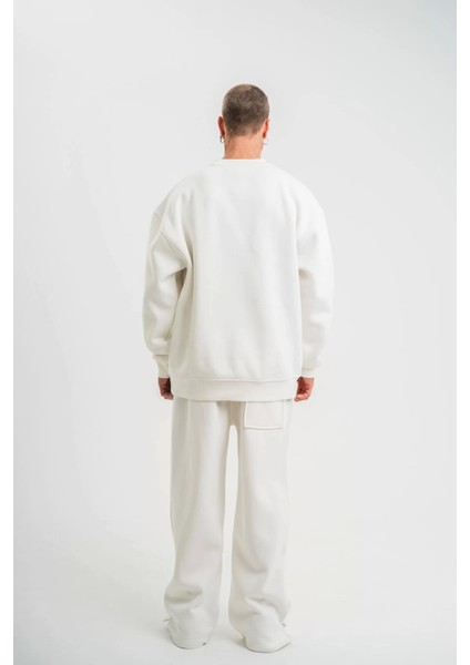 Uzun Kol Bisiklet Yaka Basic Sweatshirt - Beyaz fiyatları