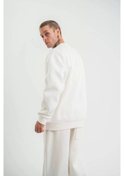 Uzun Kol Bisiklet Yaka Basic Sweatshirt - Beyaz modelleri