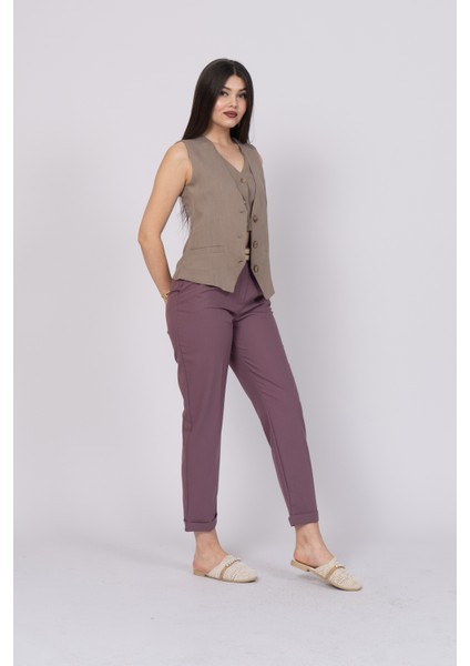 Çift Kemer Detaylı, Duble Paça, Çift Cepli Basic Trend Pantolon 30223