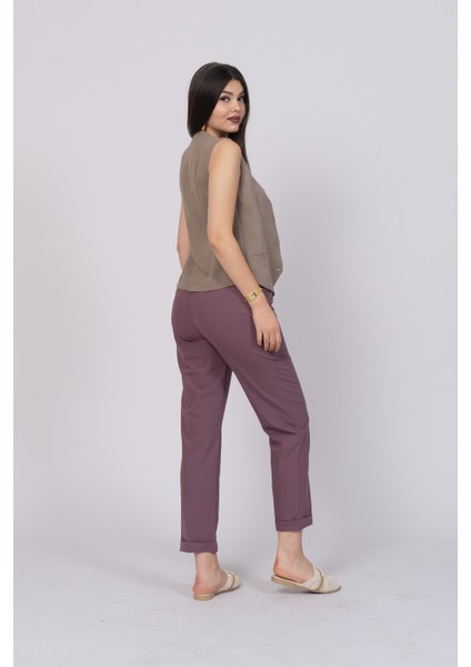 Çift Kemer Detaylı, Duble Paça, Çift Cepli Basic Trend Pantolon 30223