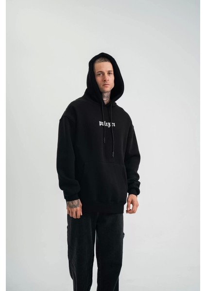 Kapşonlu Double Oversize Dijital Patchli Sweatshirt - Siyah fırsatları