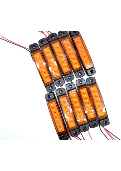 10 Adet Sarı Parmak Lamba 6 LED 12V 24V