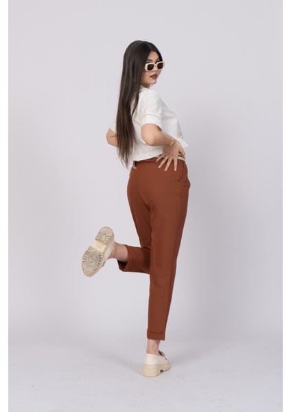 Çift Kemer Detaylı, Duble Paça, Çift Cepli Basic Trend Pantolon 30223
