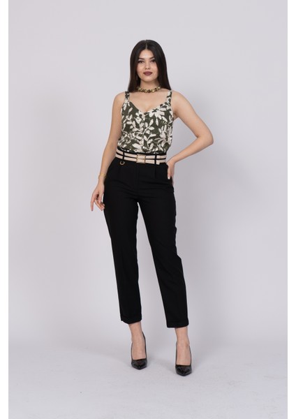 Çift Kemer Detaylı, Duble Paça, Çift Cepli Basic Trend Pantolon 30223