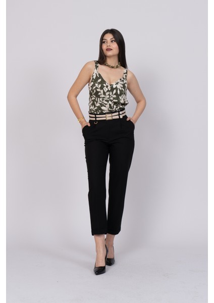 Çift Kemer Detaylı, Duble Paça, Çift Cepli Basic Trend Pantolon 30223