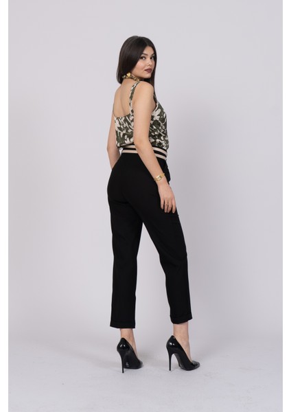 Çift Kemer Detaylı, Duble Paça, Çift Cepli Basic Trend Pantolon 30223