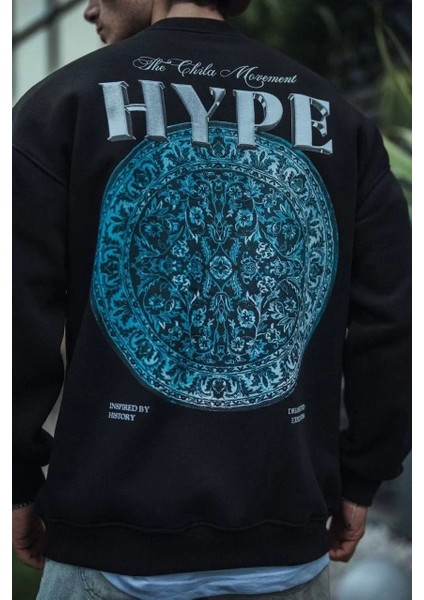 Üç Iplik Bisiklet Yaka Baskılı Sweatshirt - Siyah modelleri