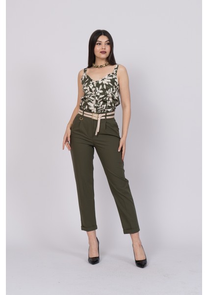 Çift Kemer Detaylı, Duble Paça, Çift Cepli Basic Trend Pantolon 30223