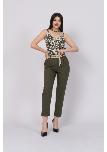 Çift Kemer Detaylı, Duble Paça, Çift Cepli Basic Trend Pantolon 30223