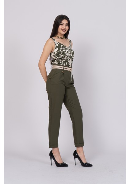 Çift Kemer Detaylı, Duble Paça, Çift Cepli Basic Trend Pantolon 30223