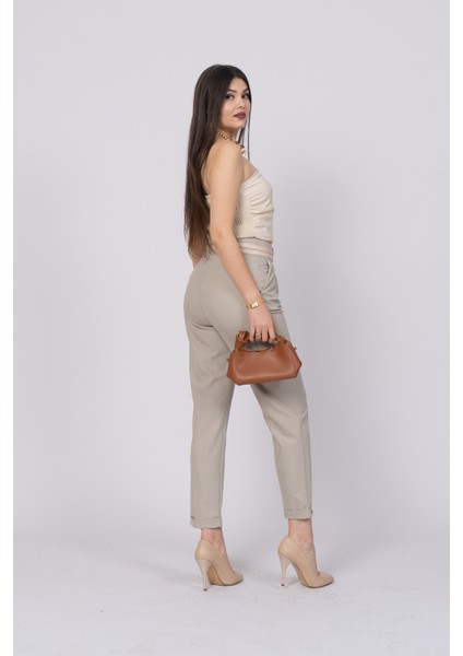 Çift Kemer Detaylı, Duble Paça, Çift Cepli Basic Trend Pantolon 30223