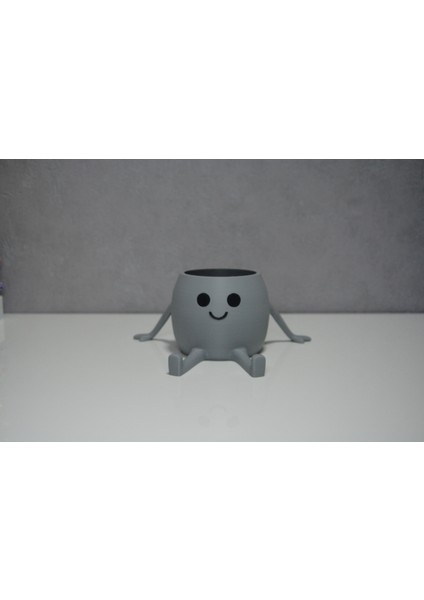 3D Oturan Mini Saksı Açık Gri