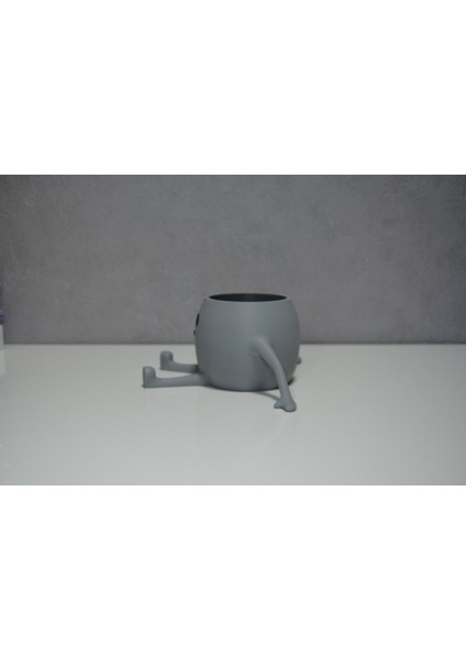 3D Oturan Mini Saksı Açık Gri