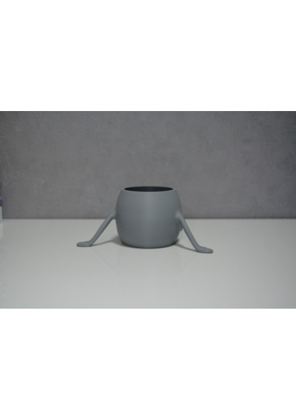 3D Oturan Mini Saksı Açık Gri