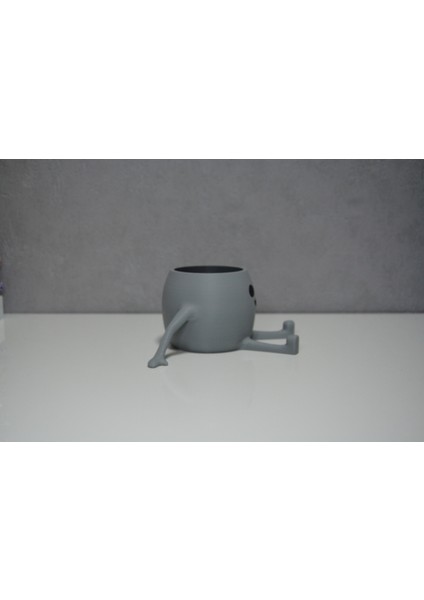 3D Oturan Mini Saksı Açık Gri