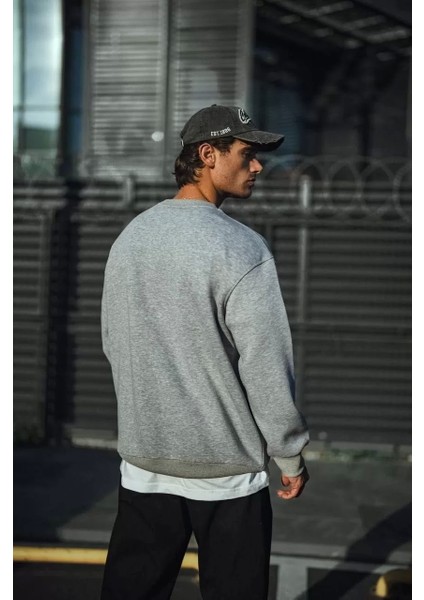Kışlık Bisiklet Yaka Üç Iplik Basic Sweatshirt - Gri fiyatları