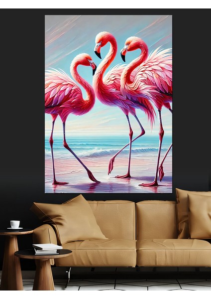 Pembe Flamingolar Dekoratif Kanvas - Mdf Ahşap Tablo modelleri