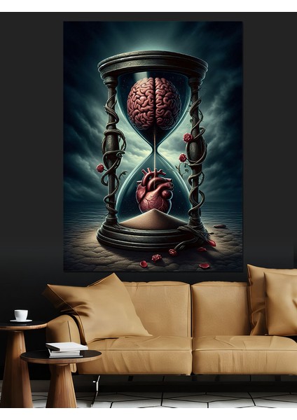 Zaman Kum Saati Dekoratif Kanvas - Mdf Ahşap Tablo