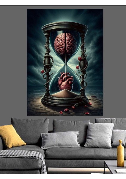 Zaman Kum Saati Dekoratif Kanvas - Mdf Ahşap Tablo modelleri