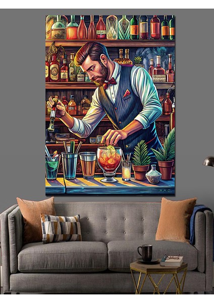 Barmen Adam Dekoratif Kanvas - Mdf Ahşap Tablo
