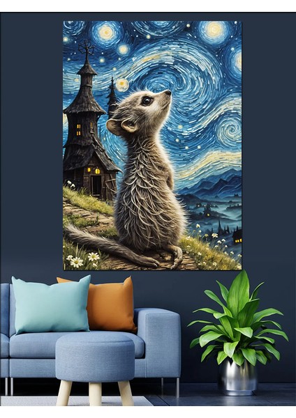 Yıldızlı Gece ve Misk Dekoratif Kanvas - Mdf Ahşap Tablo