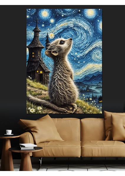 Yıldızlı Gece ve Misk Dekoratif Kanvas - Mdf Ahşap Tablo fiyatları