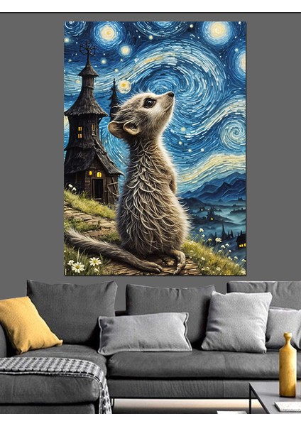 Yıldızlı Gece ve Misk Dekoratif Kanvas - Mdf Ahşap Tablo fırsatları