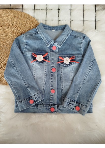 Kız Çocuk Kot Ceket Arkası Kurdela Detaylı