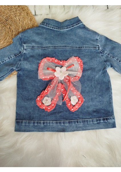 Kız Çocuk Kot Ceket Arkası Kurdela Detaylı fiyatları