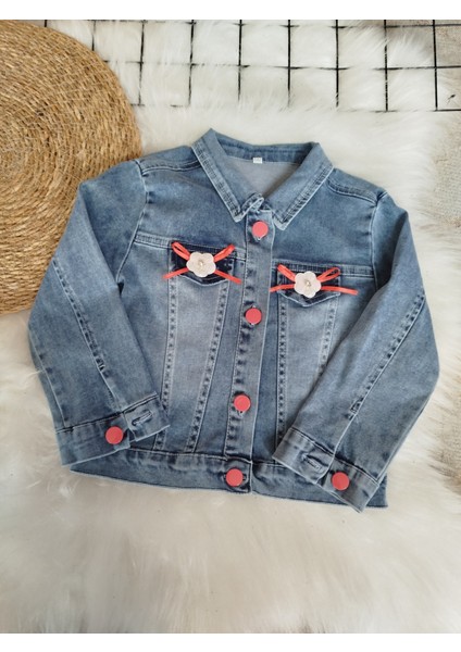 Kız Çocuk Kot Ceket Arkası Kurdela Detaylı fırsatları