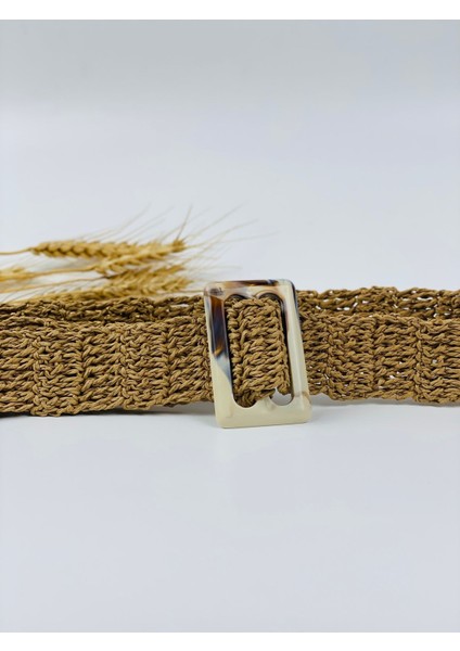 Kağıt Ipten Tokalı Hasır Örgü Kemer En 4 cm / Uzunluk 110 Cm. Hasır Renk