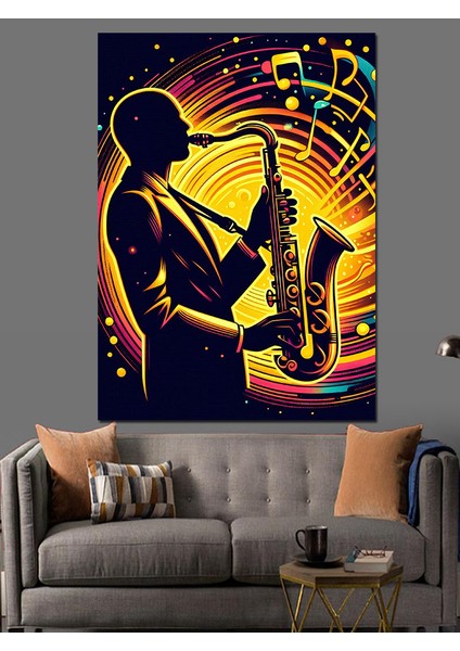 Silüet Saksafoncu Dekoratif Kanvas - Mdf Ahşap Tablo fiyatları