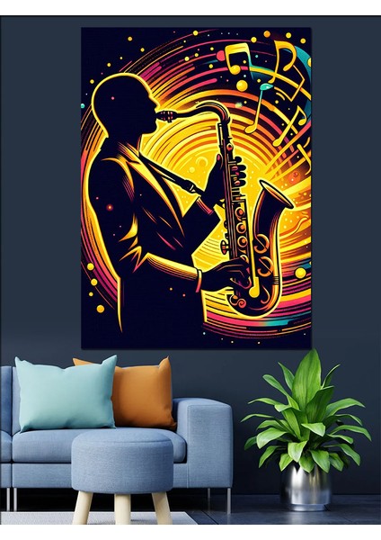 Silüet Saksafoncu Dekoratif Kanvas - Mdf Ahşap Tablo modelleri