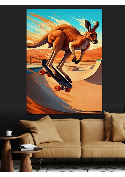 Kaykaycı Kanguru Dekoratif Kanvas - Mdf Ahşap Tablo fiyatları