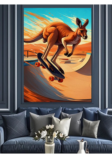 Kaykaycı Kanguru Dekoratif Kanvas - Mdf Ahşap Tablo modelleri
