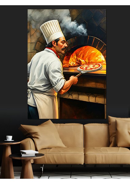 Pizza Şefi Dekoratif Kanvas - Mdf Ahşap Tablo fiyatları