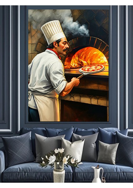 Pizza Şefi Dekoratif Kanvas - Mdf Ahşap Tablo modelleri