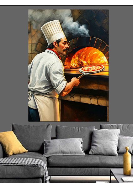 Pizza Şefi Dekoratif Kanvas - Mdf Ahşap Tablo fırsatları