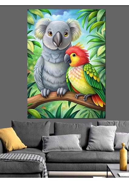 Dost Kuşlar ve Kuala Dekoratif Kanvas - Mdf Ahşap Tablo