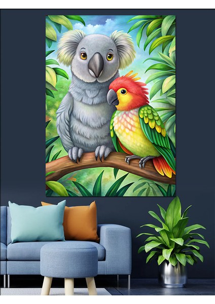 Dost Kuşlar ve Kuala Dekoratif Kanvas - Mdf Ahşap Tablo modelleri