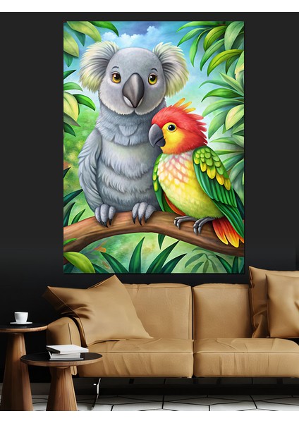 Dost Kuşlar ve Kuala Dekoratif Kanvas - Mdf Ahşap Tablo fırsatları