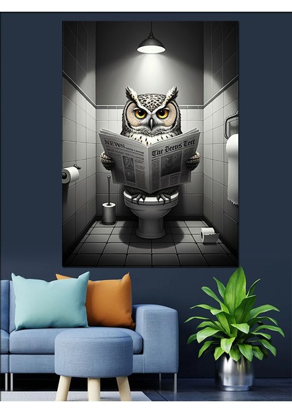 Gazete Baykuşu Dekoratif Kanvas - Mdf Ahşap Tablo