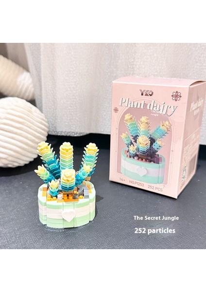 Çiçekler Kek Saksı Bitkileri Blok Model Montajlı Oyuncaklar Yaratıcı Süsleme Hediyeler (Yurt Dışından)