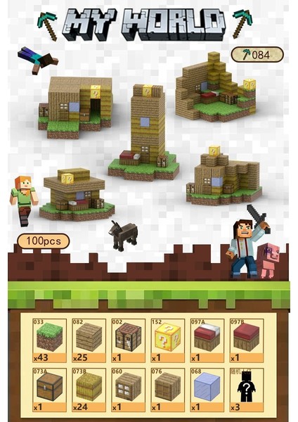 Mc Minecraft Manyetik Küpler Montaj Dıy Yapı Taşları Çocuklar Için Bulmaca Modeli Oyuncaklar (Yurt Dışından)